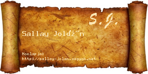 Sallay Jolán névjegykártya